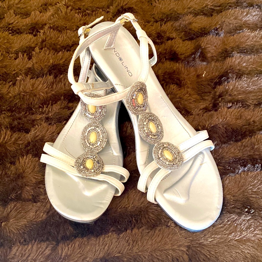White Embellished BANDoLINO Sandals - Never Worn